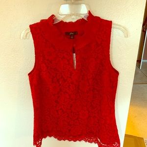 J Crew Red Lace Blouse